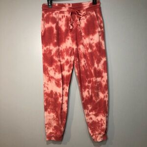 Design Lab Lord & Taylor Pink Tie Dye Waffle Lounge Pants Joggers